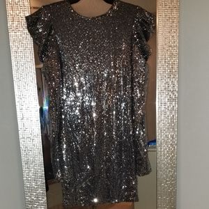 *Sparkling Power Puff Shoulder Party Dress*